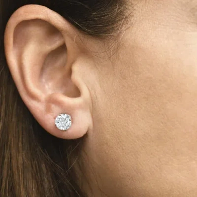 Bliss Diamond Certified 2.00ct Tw Diamond Studs Screw Back 14k Gold Lab Grown In Silver
