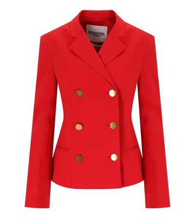 Essentiel Antwerp Irtha Red Double-breasted Blazer In Red