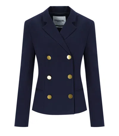 Essentiel Antwerp Irtha Navy Blue Double-breasted Blazer In Blue
