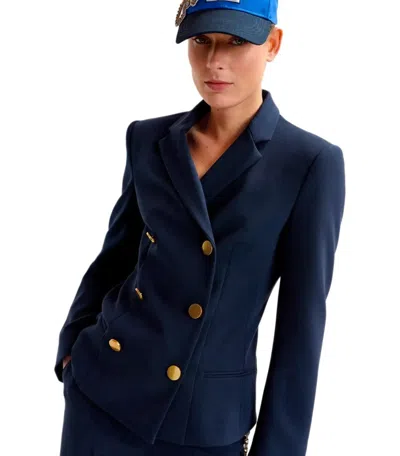 Essentiel Antwerp Irtha Navy Blue Double-breasted Blazer In Blue