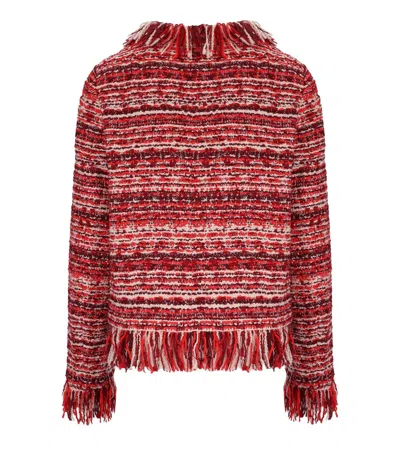Essentiel Antwerp Multicolor Iskra Jacket Fringe Detail In Red