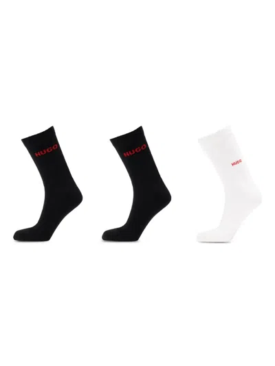 Hugo Boss Logo-knit Socks (pack Of Three) In Black