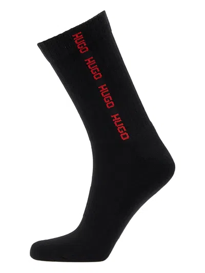 Hugo Boss Rib-tape Socks (pack Of Three) In Black