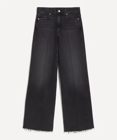Paige Anessa High Rise Wide Leg Jeans In Viper Black Distressed