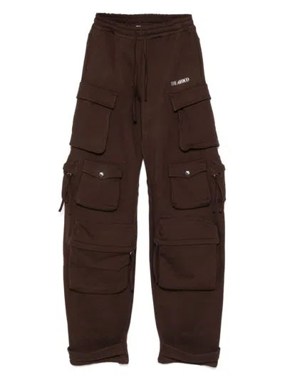 Attico Cotton Jersey Cargo Sweatpants In Brown
