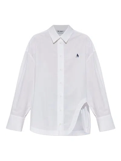 Attico Oversized Cotton Shirt Long Sleeves Collar In White