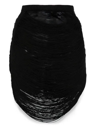 Attico Viscose Blend Miniskirt Elastic Waistband In Black