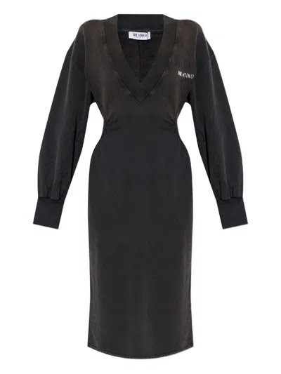 Attico American Fleece Dress In Black