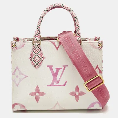 Pre-owned Louis Vuitton Pink Monogram Giant By The Pool 2.0 Onthego Pm Tote