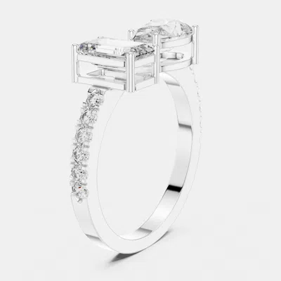 Pre-owned The Diamond Edit 3.00 Ct Multi-shape 18k White Gold Lab Grown Diamond Ring Size 53