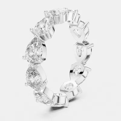 Pre-owned The Diamond Edit 3.00 Cts Pear Cut 18k White Gold Lab Grown Diamond Ring Size 53