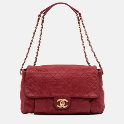 Pre-owned Chanel Red Large Aged Calfskin Chic Quilt Flap