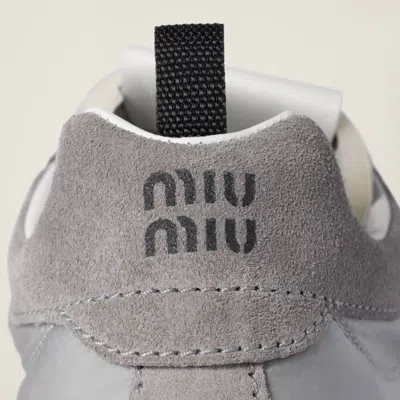 Miu Miu Tyre Technical Fabric And Suede Sneakers In Gray