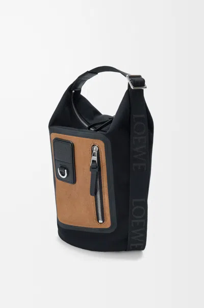 Loewe Small Flex Loop Bucket In Canvas And Suede In Multi