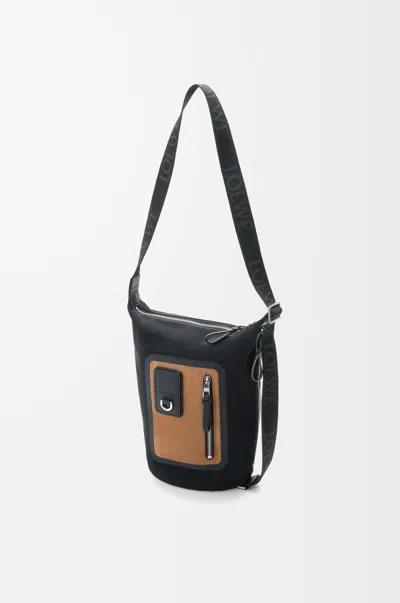 Loewe Small Flex Loop Bucket In Canvas And Suede In Multi