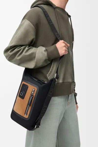 Loewe Small Flex Loop Bucket In Canvas And Suede In Multi