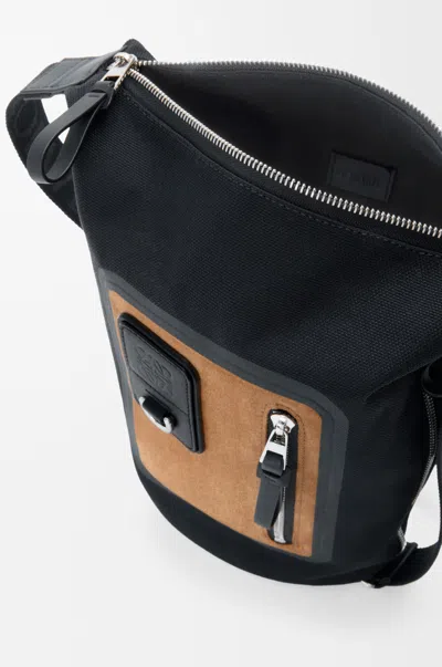 Loewe Small Flex Loop Bucket In Canvas And Suede In Multi