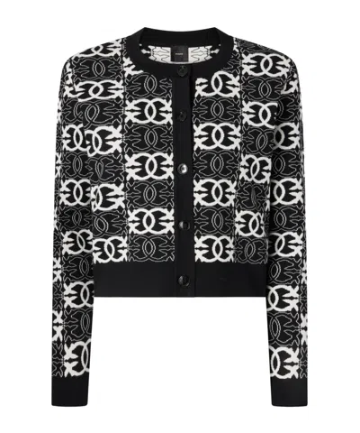 Pinko Cardigan À Logo Love Birds In Black