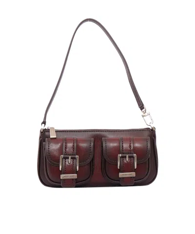 Michael Kors Rectangular Burgundy Leather Shoulder Bag In Black