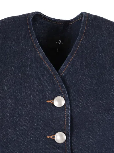 7 For All Mankind Lady Button-fastening Denim Waistcoat In Animal Print