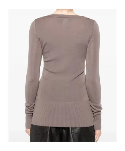 Lemaire Long-sleeve V-neck Sweater In Gray