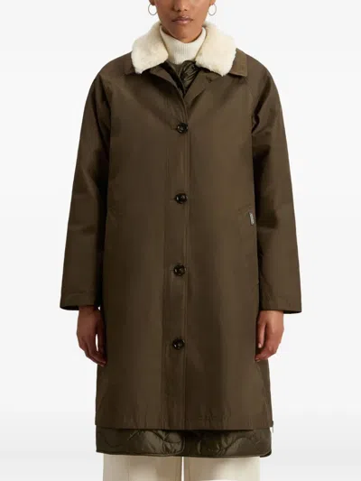 Woolrich Gefütterter Mantel Mit Faux Fur In Green