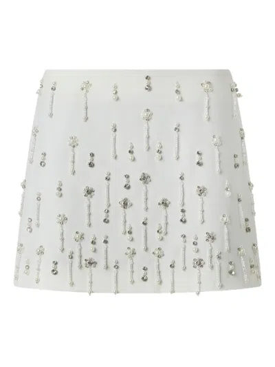 Pinko Sequin Embellished Mini Skirt In White