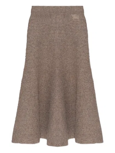 Burberry Ribbed-knit Flared Skirt In Brown