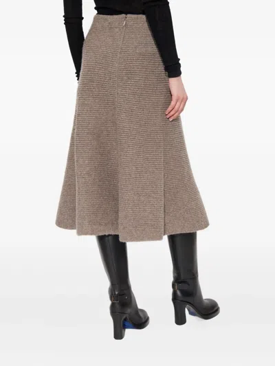 Burberry Ribbed-knit Flared Skirt In Brown