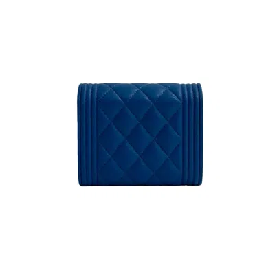 Pre-owned Chanel Blue Leather Wallet (tri-fold) ()