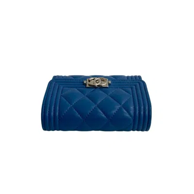Pre-owned Chanel Blue Leather Wallet (tri-fold) ()