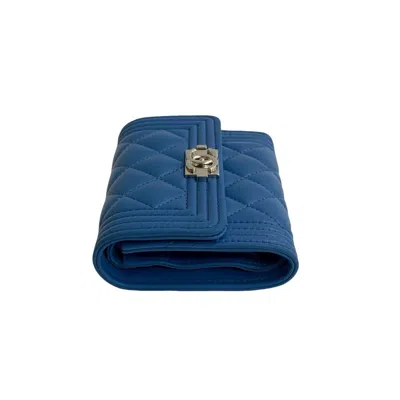 Pre-owned Chanel Blue Leather Wallet (tri-fold) ()