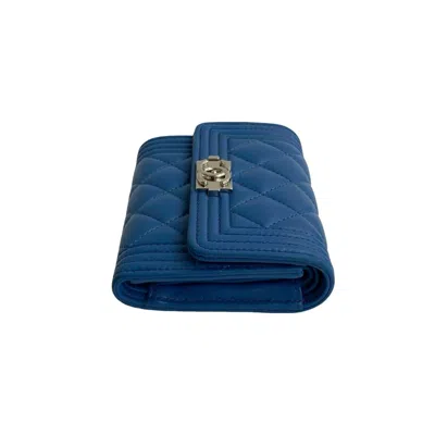 Pre-owned Chanel Blue Leather Wallet (tri-fold) ()