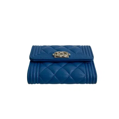 Pre-owned Chanel Blue Leather Wallet (tri-fold) ()