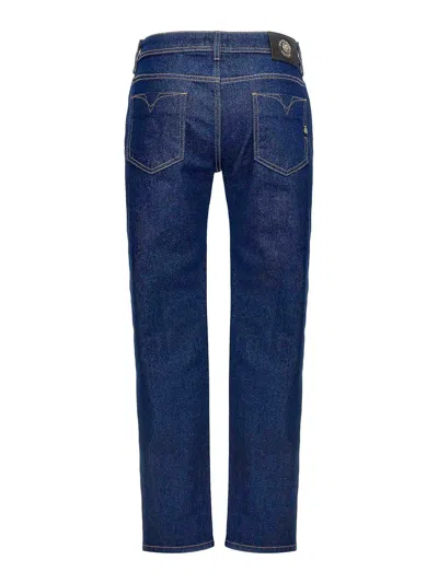 Versace Jeans Couture 'judy' Denim Trousers Featuring Contrast Stitching In Blue