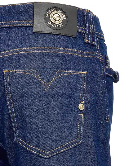 Versace Jeans Couture 'judy' Denim Trousers Featuring Contrast Stitching In Blue