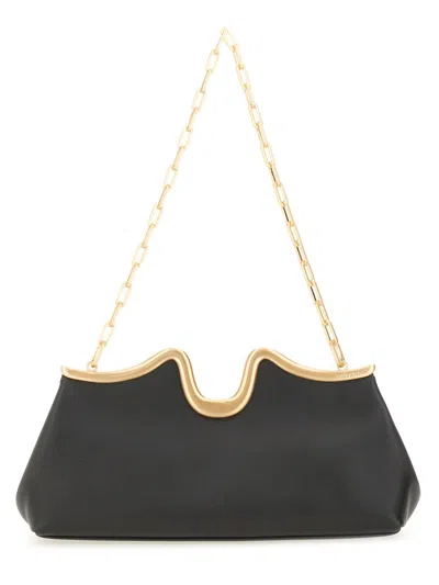 Cult Gaia Valma Curved-frame Chain-strap Clutch In Black