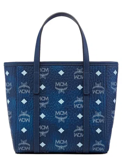Mcm Toni Mini Visetos Shopper Top-handle Bag In Blue