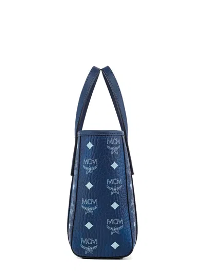 Mcm Toni Mini Visetos Shopper Top-handle Bag In Blue