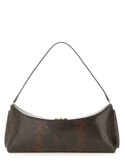 Jacquemus The Ovalo Snakeskin Embossed Leather Shoulder Bag In Brown