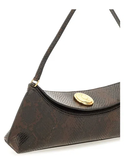 Jacquemus The Ovalo Snakeskin Embossed Leather Shoulder Bag In Brown