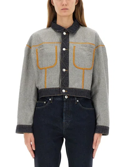 Moschino Cropped Jacket With Chest Pockets And Long Sleeves In Gray