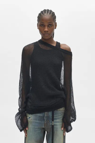 Ann Demeulemeester Dolfine Bias Cut Dropped Shoulder Sweater In Black