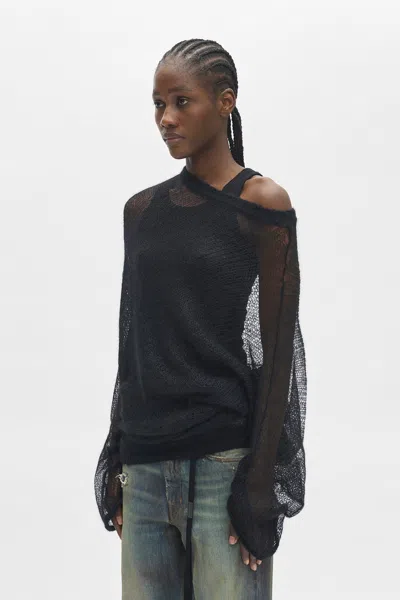 Ann Demeulemeester Dolfine Bias Cut Dropped Shoulder Sweater In Black