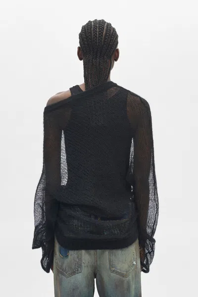 Ann Demeulemeester Dolfine Bias Cut Dropped Shoulder Sweater In Black