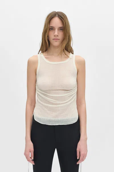 Ann Demeulemeester Mara Wrinkled Cropped Tank Top In White