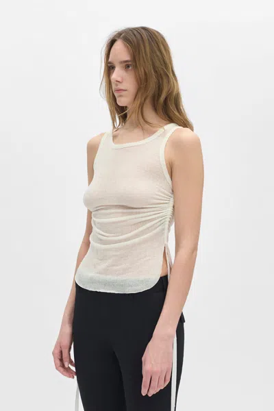 Ann Demeulemeester Mara Wrinkled Cropped Tank Top In White