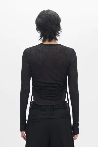 Ann Demeulemeester Brando Wrinkled Cropped Long Sleeve Top In Black