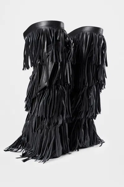 Ann Demeulemeester Aala Soft Fringe Boots In Multi