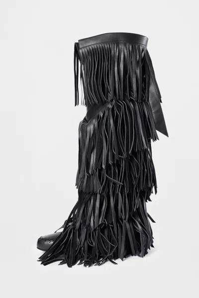 Ann Demeulemeester Aala Soft Fringe Boots In Multi